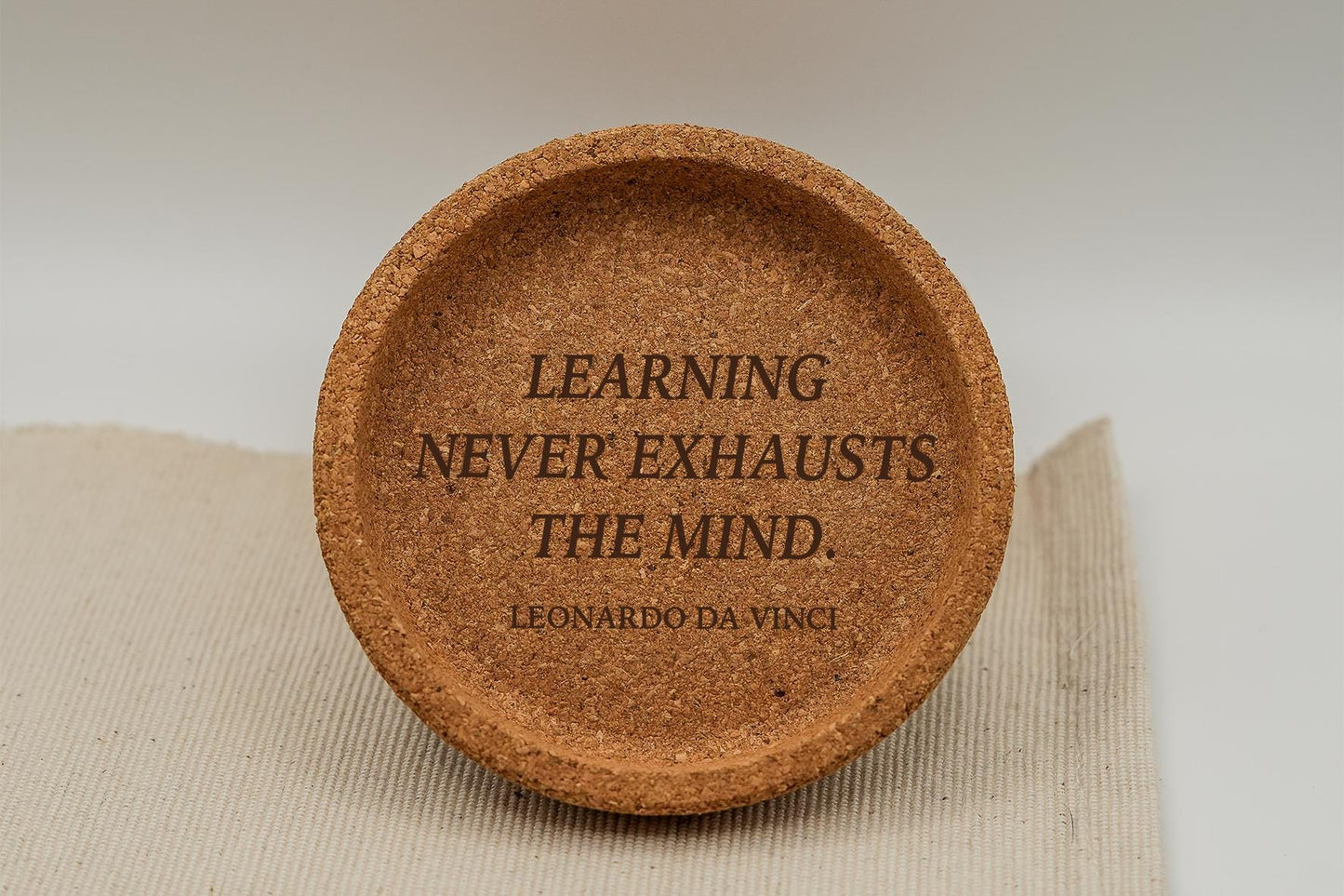 Leonardo Da Vinci Zitat Kork Untersetzer 9 cm Custom Lasergravur Haustier Logo Lustiger Spruch Zitat Geburtstagsgeschenk Einweihung Freunde