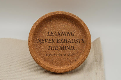 Leonardo Da Vinci Zitat Kork Untersetzer 9 cm Custom Lasergravur Haustier Logo Lustiger Spruch Zitat Geburtstagsgeschenk Einweihung Freunde