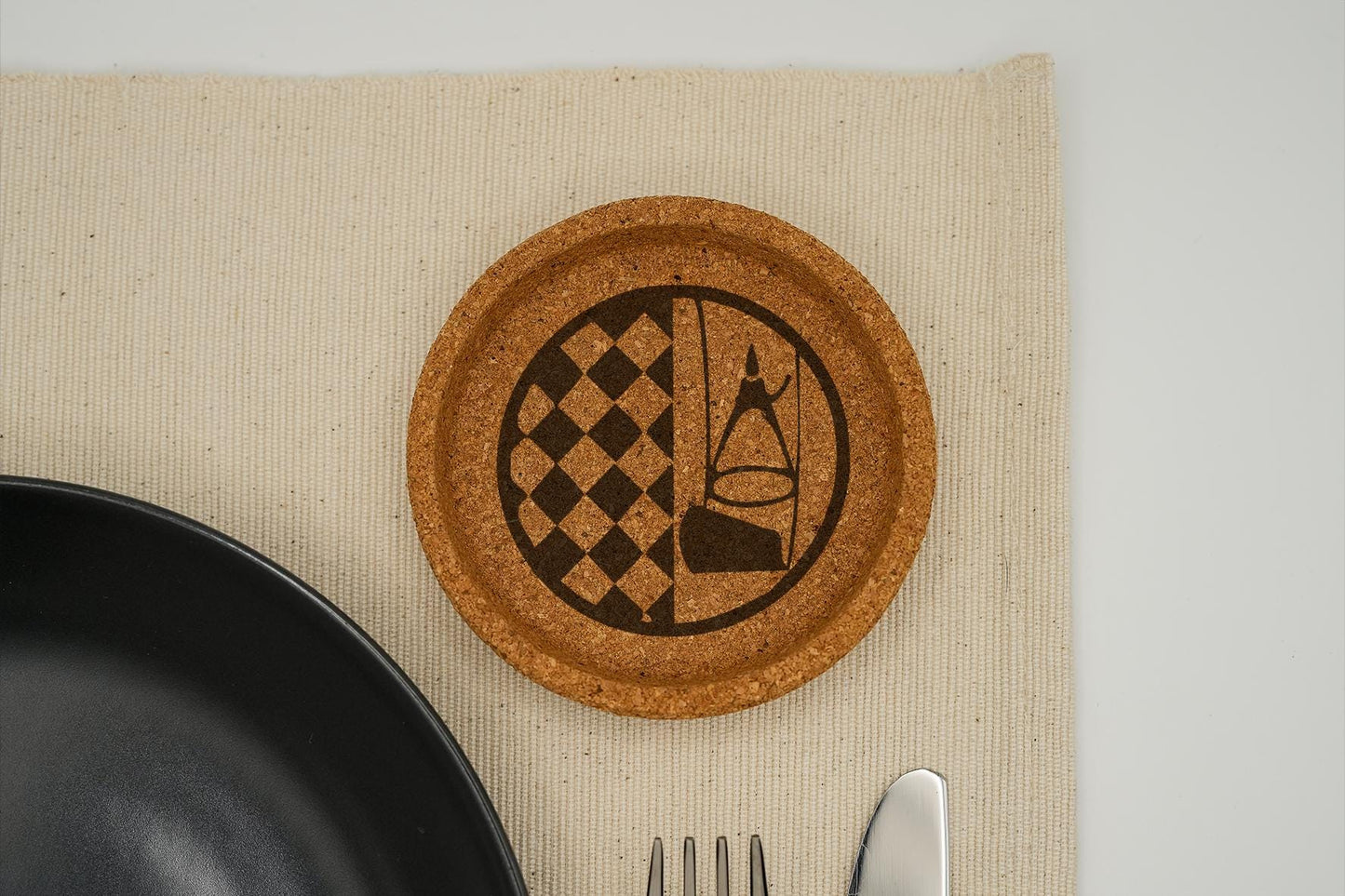 Zunftzeichen Bodenleger Kork Untersetzer 9 cm Custom Lasergravur Haustier Logo Lustiger Spruch Zitat Geburtstagsgeschenk Einweihung Freunde